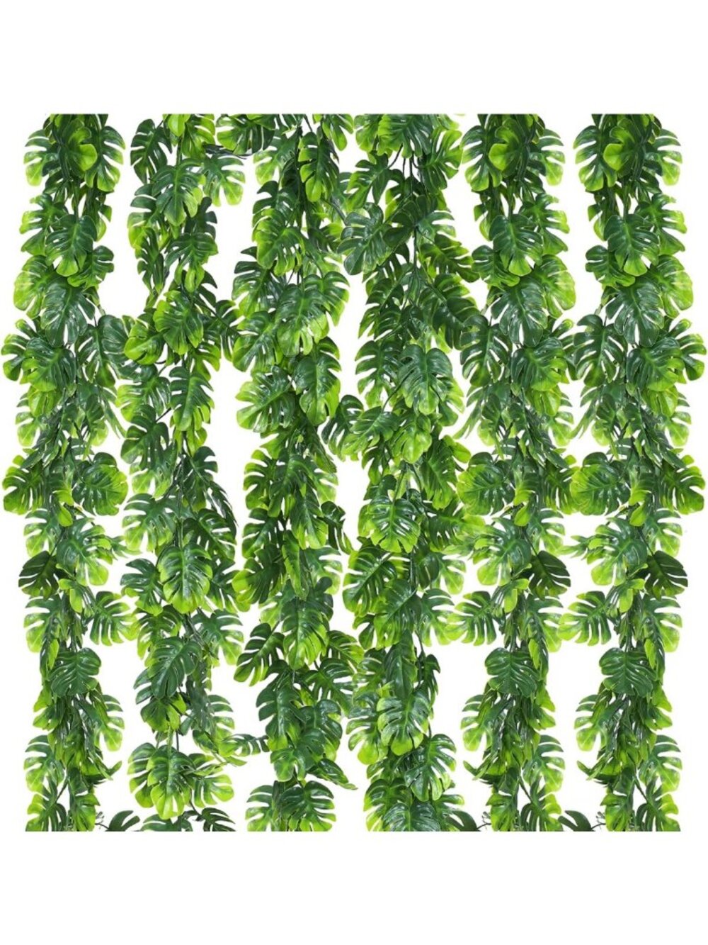 6Pcs Fake Greenery Vines - 5.6Ft Tropical Monstera & Palm Leaf Garland for Home